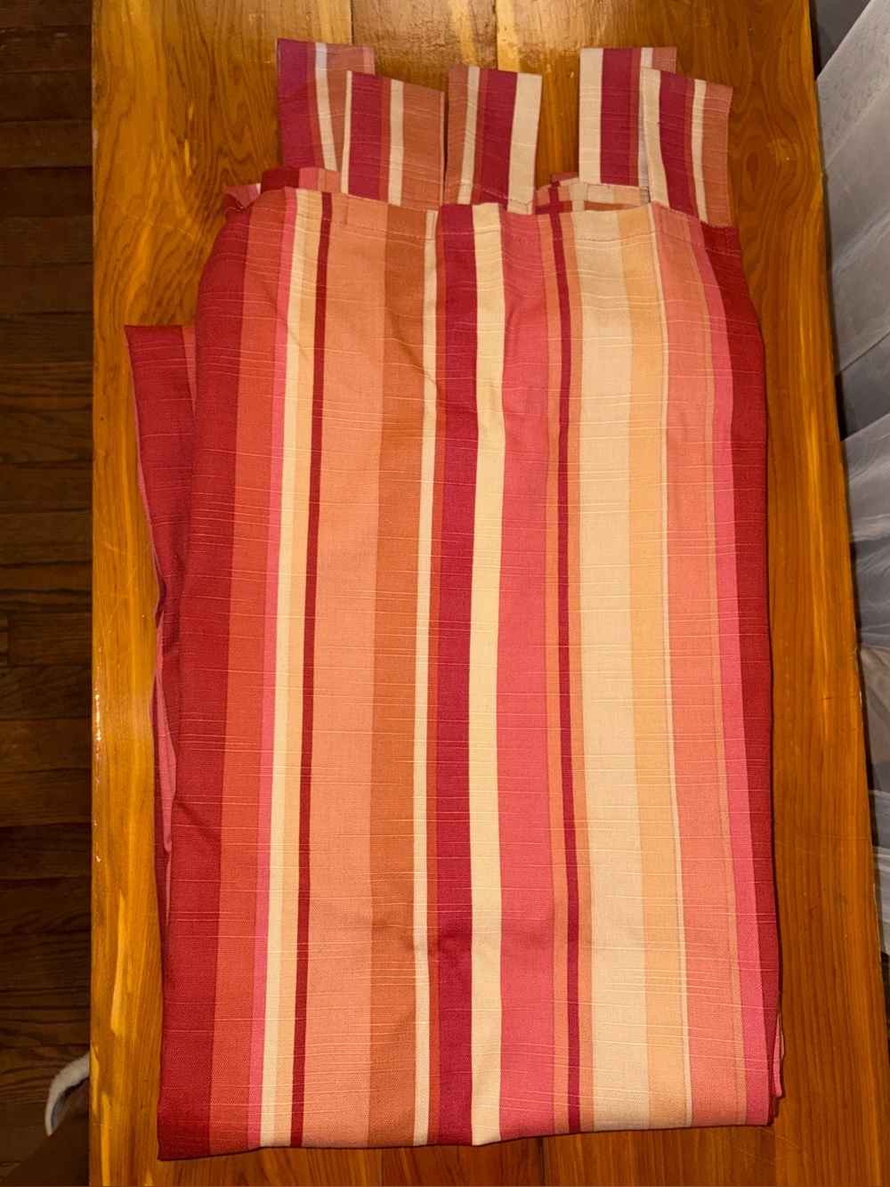 Vintage Pier 1 Imports neutral horizontal striped drapes set 2  54 x 84